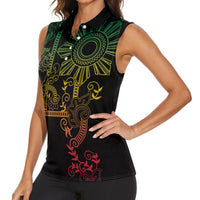 Filipino Sun Tribal Tattoo Women Sleeveless Polo Shirt Philippines Inspired Barong Reggae Art LT9 - Polynesian Pride