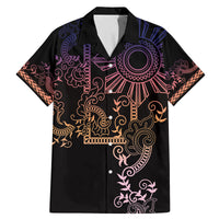Filipino Sun Tribal Tattoo Family Matching Mermaid Dress and Hawaiian Shirt Philippines Inspired Barong Pink Art LT9 Dad's Shirt - Short Sleeve Pink - Polynesian Pride