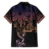 Filipino Sun Tribal Tattoo Family Matching Off The Shoulder Long Sleeve Dress and Hawaiian Shirt Philippines Inspired Barong Pink Art LT9 - Polynesian Pride
