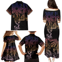 Filipino Sun Tribal Tattoo Family Matching Puletasi and Hawaiian Shirt Philippines Inspired Barong Pink Art LT9 - Polynesian Pride