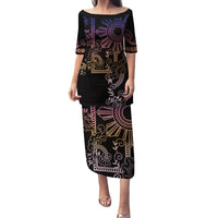 Filipino Sun Tribal Tattoo Family Matching Puletasi and Hawaiian Shirt Philippines Inspired Barong Pink Art LT9 Mom's Dress Pink - Polynesian Pride