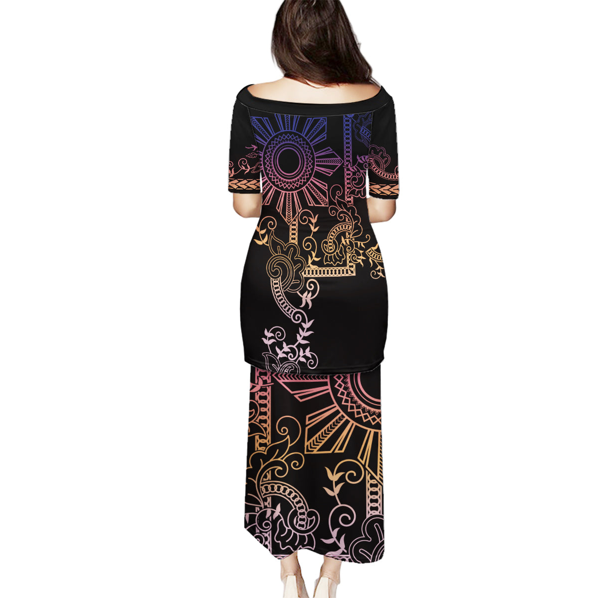 Filipino Sun Tribal Tattoo Family Matching Puletasi and Hawaiian Shirt Philippines Inspired Barong Pink Art LT9 - Polynesian Pride