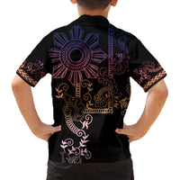 Filipino Sun Tribal Tattoo Family Matching Tank Maxi Dress and Hawaiian Shirt Philippines Inspired Barong Pink Art LT9 - Polynesian Pride