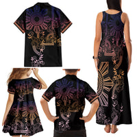 Filipino Sun Tribal Tattoo Family Matching Tank Maxi Dress and Hawaiian Shirt Philippines Inspired Barong Pink Art LT9 - Polynesian Pride