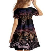 Filipino Sun Tribal Tattoo Kid Short Sleeve Dress Philippines Inspired Barong Pink Art