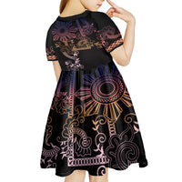 Filipino Sun Tribal Tattoo Kid Short Sleeve Dress Philippines Inspired Barong Pink Art