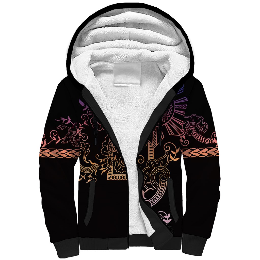 Filipino Sun Tribal Tattoo Sherpa Hoodie Philippines Inspired Barong Pink Art