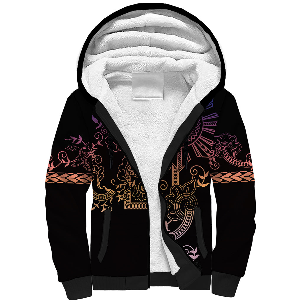 Filipino Sun Tribal Tattoo Sherpa Hoodie Philippines Inspired Barong Pink Art