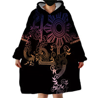 Filipino Sun Tribal Tattoo Wearable Blanket Hoodie Philippines Inspired Barong Pink Art LT9 - Polynesian Pride