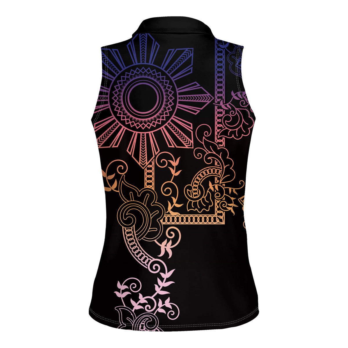 Filipino Sun Tribal Tattoo Women Sleeveless Polo Shirt Philippines Inspired Barong Pink Art LT9 - Polynesian Pride