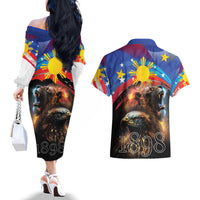 Philippines Lion and Eagle 1898 Couples Matching Off The Shoulder Long Sleeve Dress and Hawaiian Shirt Pilipinas Maligayang Araw ng Kalayaan LT9 - Polynesian Pride
