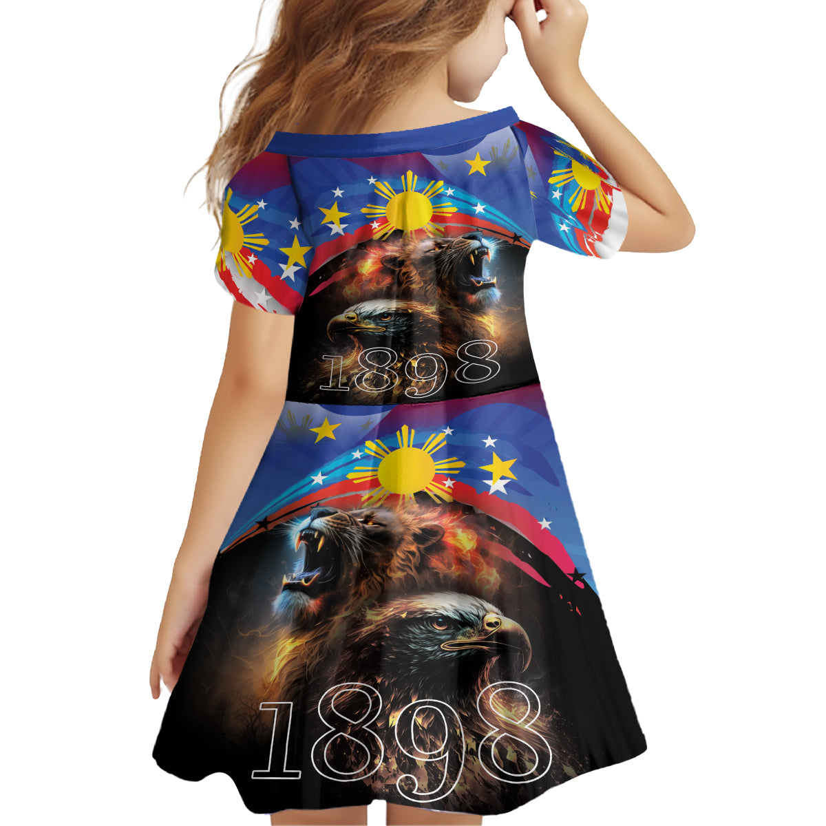 Philippines Lion and Eagle 1898 Family Matching Off The Shoulder Long Sleeve Dress and Hawaiian Shirt Pilipinas Maligayang Araw ng Kalayaan LT9 - Polynesian Pride