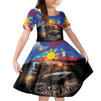 Philippines Lion and Eagle 1898 Family Matching Off Shoulder Maxi Dress and Hawaiian Shirt Pilipinas Maligayang Araw ng Kalayaan LT9 Daughter's Dress Black - Polynesian Pride