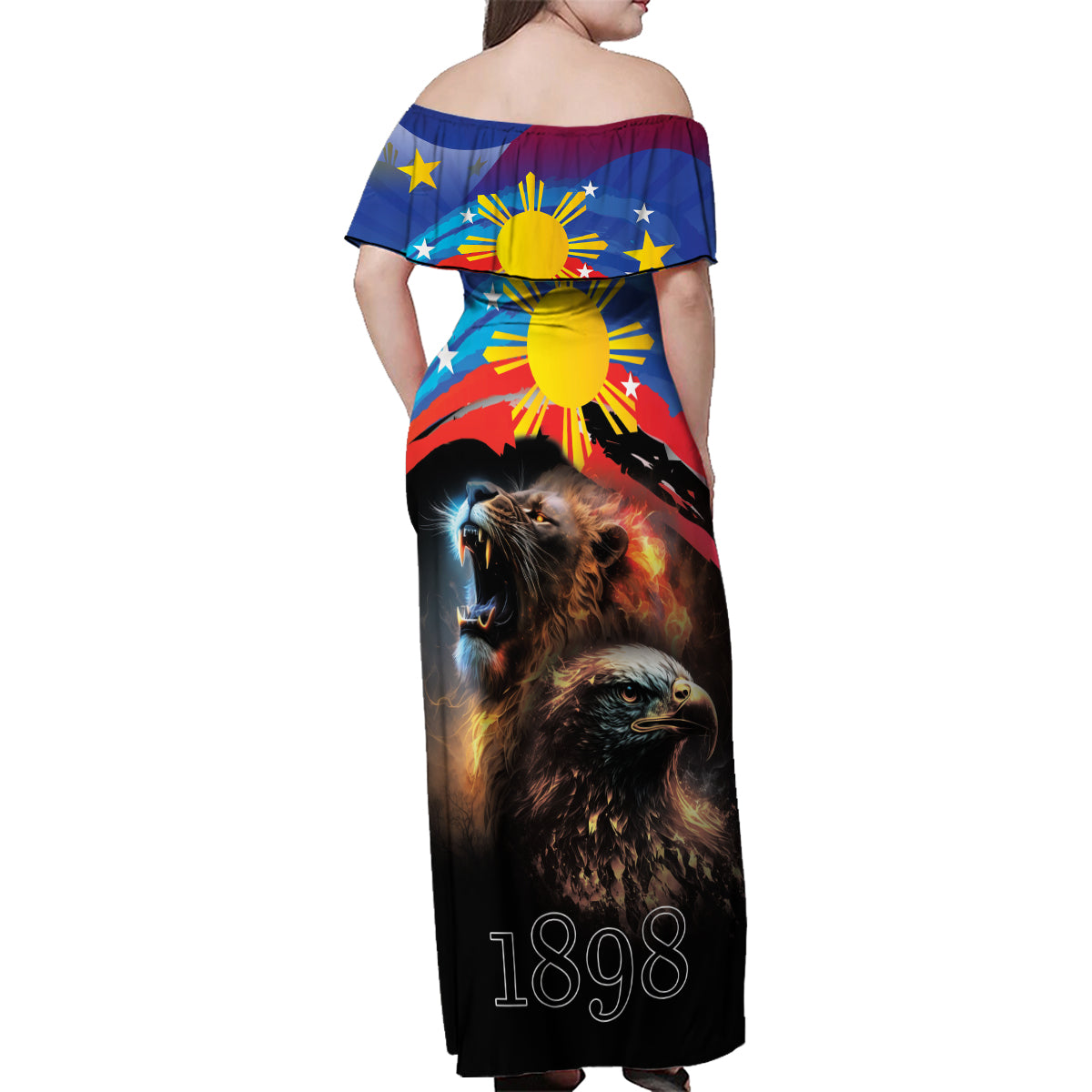Philippines Lion and Eagle 1898 Family Matching Off Shoulder Maxi Dress and Hawaiian Shirt Pilipinas Maligayang Araw ng Kalayaan LT9 - Polynesian Pride