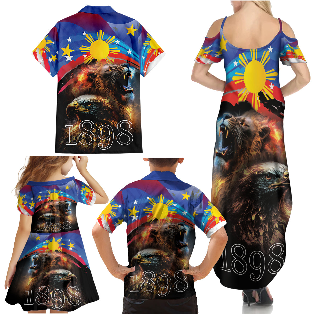 Philippines Lion and Eagle 1898 Family Matching Summer Maxi Dress and Hawaiian Shirt Pilipinas Maligayang Araw ng Kalayaan LT9 - Polynesian Pride