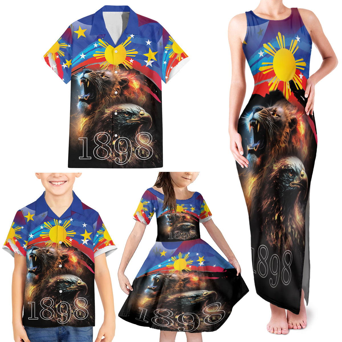 Philippines Lion and Eagle 1898 Family Matching Tank Maxi Dress and Hawaiian Shirt Pilipinas Maligayang Araw ng Kalayaan LT9 - Polynesian Pride