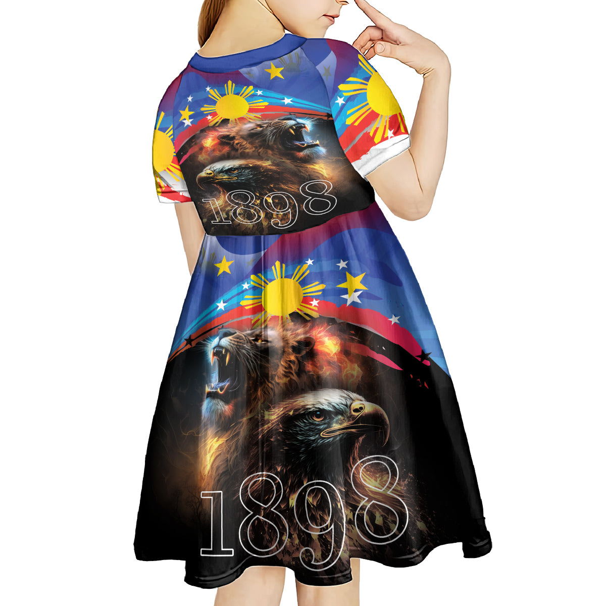 Philippines Lion and Eagle 1898 Kid Short Sleeve Dress Pilipinas Maligayang Araw ng Kalayaan