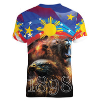 Philippines Lion and Eagle 1898 Women V-Neck T-Shirt Pilipinas Maligayang Araw ng Kalayaan