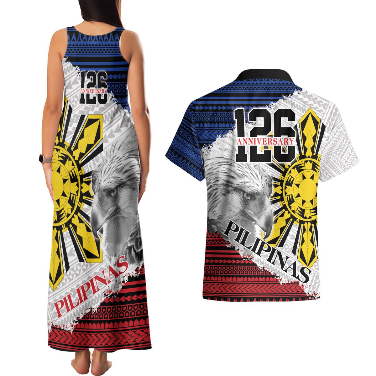 Philippines 126th Independence Day Couples Matching Tank Maxi Dress and Hawaiian Shirt Pilipinas Hunyo 12 Maligayang Araw ng Kalayaan LT9 - Polynesian Pride