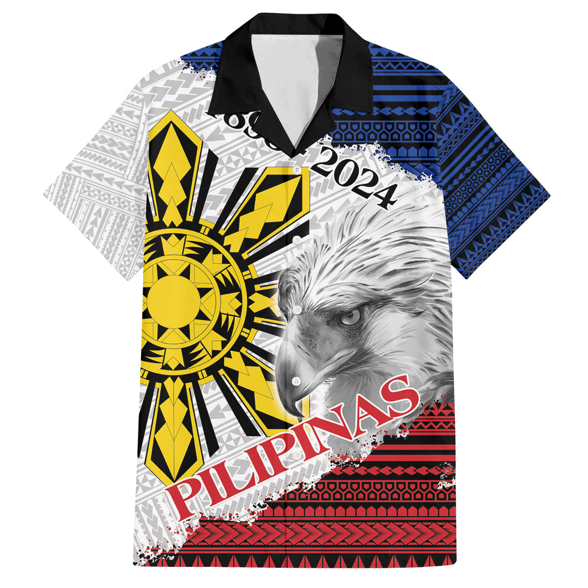 Philippines 126th Independence Day Family Matching Puletasi and Hawaiian Shirt Pilipinas Hunyo 12 Maligayang Araw ng Kalayaan LT9 Dad's Shirt - Short Sleeve White - Polynesian Pride
