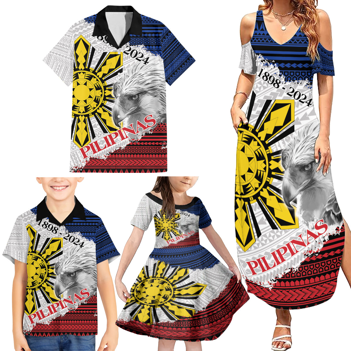 Philippines 126th Independence Day Family Matching Summer Maxi Dress and Hawaiian Shirt Pilipinas Hunyo 12 Maligayang Araw ng Kalayaan LT9 - Polynesian Pride