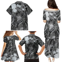 Pacific Beauty Girl Family Matching Puletasi and Hawaiian Shirt Black Polyneisan Tribal Vintage Motif LT9 - Polynesian Pride