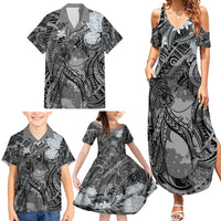 Pacific Beauty Girl Family Matching Summer Maxi Dress and Hawaiian Shirt Black Polyneisan Tribal Vintage Motif LT9 - Polynesian Pride