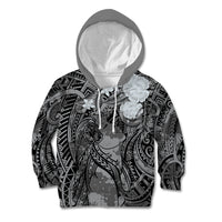 Pacific Beauty Girl Kid Hoodie Black Polyneisan Tribal Vintage Motif