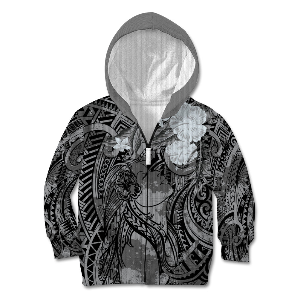 Pacific Beauty Girl Kid Hoodie Black Polyneisan Tribal Vintage Motif