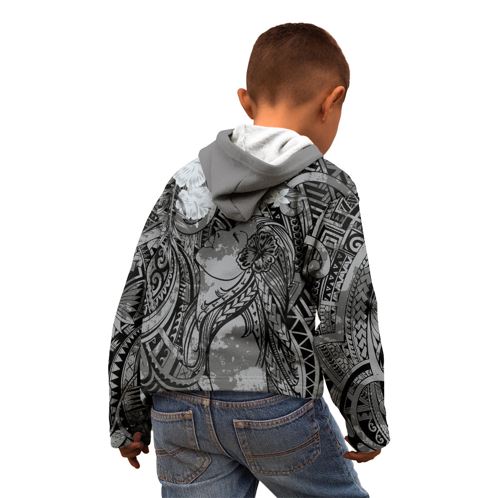 Pacific Beauty Girl Kid Hoodie Black Polyneisan Tribal Vintage Motif