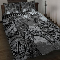 Pacific Beauty Girl Quilt Bed Set Black Polyneisan Tribal Vintage Motif