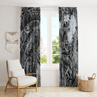 Pacific Beauty Girl Window Curtain Black Polyneisan Tribal Vintage Motif