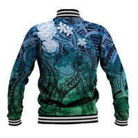 Pacific Beauty Girl Baseball Jacket Blue Polyneisan Tribal Vintage Motif