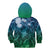 Pacific Beauty Girl Kid Hoodie Blue Polyneisan Tribal Vintage Motif