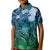 Pacific Beauty Girl Kid Polo Shirt Blue Polyneisan Tribal Vintage Motif