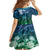 Pacific Beauty Girl Kid Short Sleeve Dress Blue Polyneisan Tribal Vintage Motif