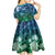 Pacific Beauty Girl Kid Short Sleeve Dress Blue Polyneisan Tribal Vintage Motif