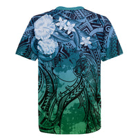 Pacific Beauty Girl Rugby Jersey Blue Polyneisan Tribal Vintage Motif
