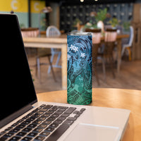 Pacific Beauty Girl Skinny Tumbler Blue Polyneisan Tribal Vintage Motif LT9 - Polynesian Pride