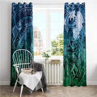 Pacific Beauty Girl Window Curtain Blue Polyneisan Tribal Vintage Motif LT9 - Polynesian Pride