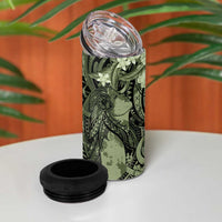 Pacific Beauty Girl 4 in 1 Can Cooler Tumbler Green Polyneisan Tribal Vintage Motif LT9 - Polynesian Pride