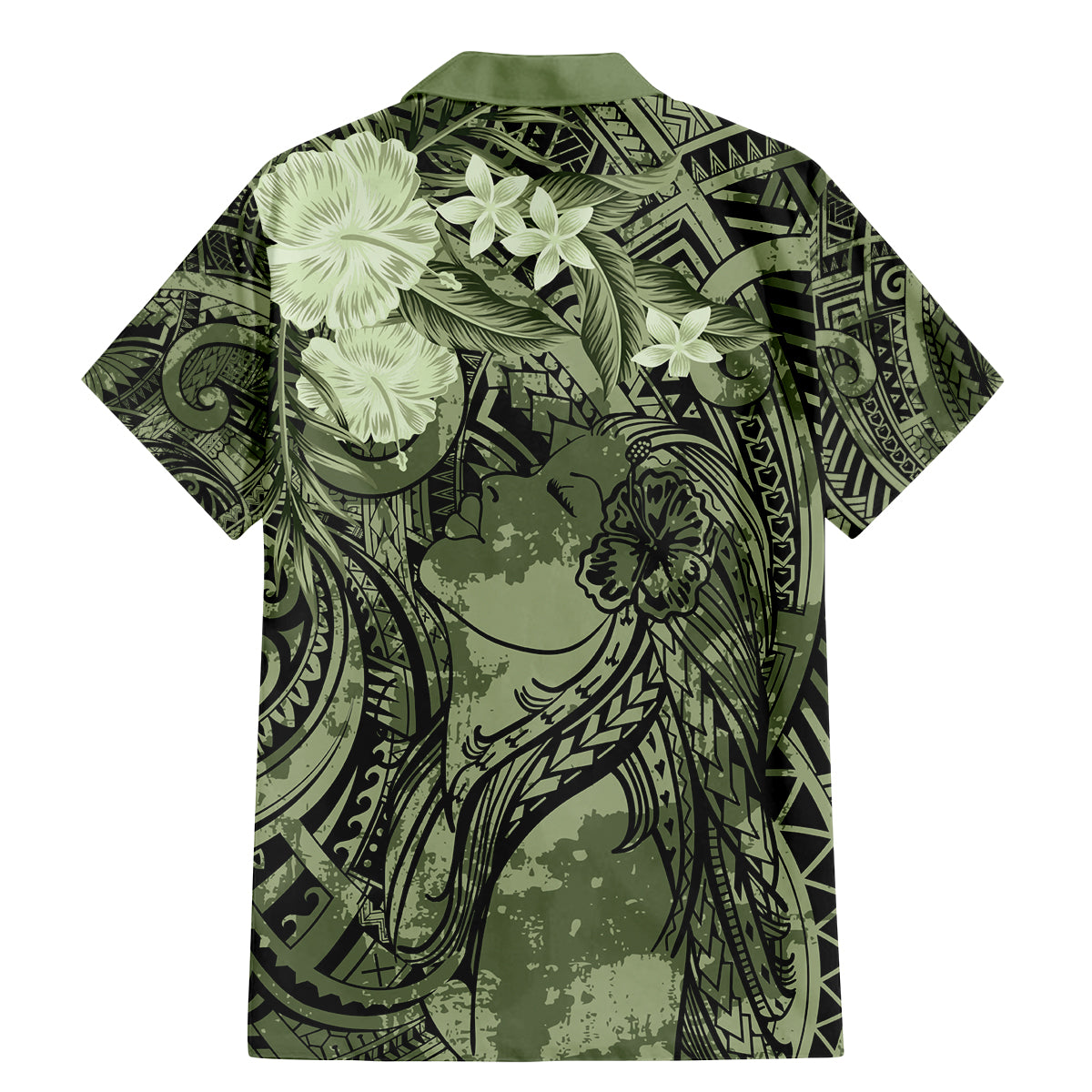 Pacific Beauty Girl Family Matching Mermaid Dress and Hawaiian Shirt Green Polyneisan Tribal Vintage Motif LT9 - Polynesian Pride
