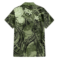 Pacific Beauty Girl Family Matching Puletasi and Hawaiian Shirt Green Polyneisan Tribal Vintage Motif LT9 - Polynesian Pride