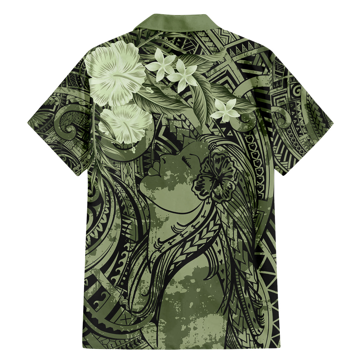 Pacific Beauty Girl Family Matching Summer Maxi Dress and Hawaiian Shirt Green Polyneisan Tribal Vintage Motif LT9 - Polynesian Pride