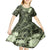 Pacific Beauty Girl Kid Short Sleeve Dress Green Polyneisan Tribal Vintage Motif
