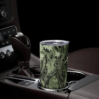 Pacific Beauty Girl Tumbler Cup Green Polyneisan Tribal Vintage Motif