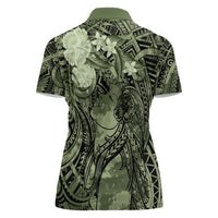 Pacific Beauty Girl Women Polo Shirt Green Polyneisan Tribal Vintage Motif LT9 - Polynesian Pride