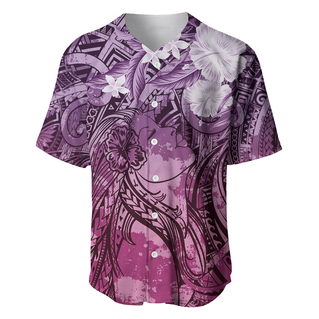 Pacific Beauty Girl Baseball Jersey Pink Polyneisan Tribal Vintage Motif LT9 Pink - Polynesian Pride