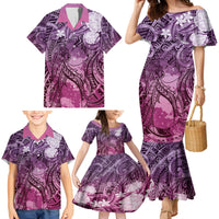 Pacific Beauty Girl Family Matching Mermaid Dress and Hawaiian Shirt Pink Polyneisan Tribal Vintage Motif LT9 - Polynesian Pride