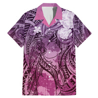 Pacific Beauty Girl Family Matching Mermaid Dress and Hawaiian Shirt Pink Polyneisan Tribal Vintage Motif LT9 Dad's Shirt - Short Sleeve Pink - Polynesian Pride
